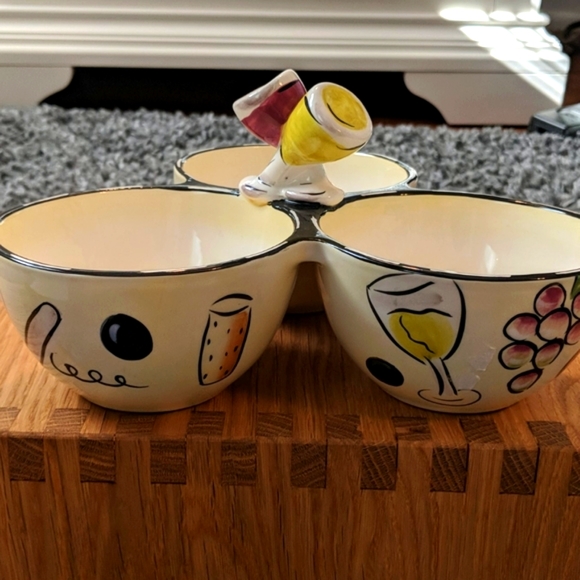 CLAY ART 3 section serving dish - Picture 1 of 7